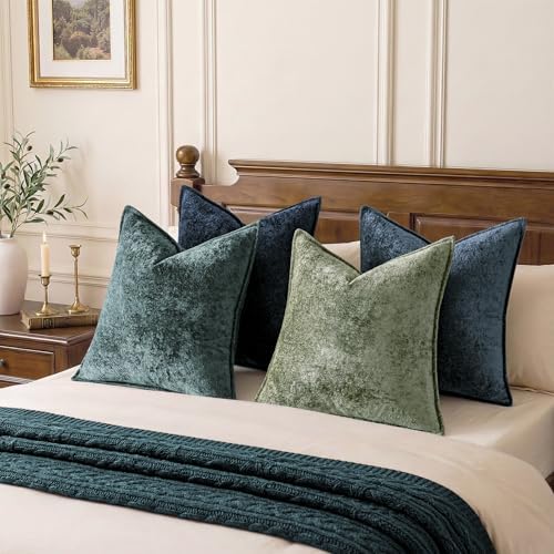 a moment Throw Pillow Covers 18X18 Inch 4 Packs,Soft Velvet Decorative Pillow Cases with 3D Ice Flower,Texture Modern Accent Cushion Covers for Sofa Couch Home Decor Peacock Noir - Image 6