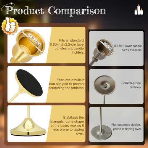 10 Sets Gold Candle Holders, 30-Pack Brass Taper Candle Holders - Image 3