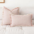 YEENAASY Throw Pillow Covers 26x26 Boho Striped Pillow Cases with Tassel - Image 2