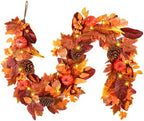 SHareconn 2 Packs 6ft Fall Garland with Lights and Timer for Mantle - Image 7