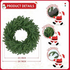 Christmas Wreaths Outdoor Realistic 24 Inch Large Artificial Winter Greenery Pine Cedar Wreaths for Windows Xmas Holiday Home Table Mantle Yard Staircase Wall Door Porch Hanging Decor Outdoor Indoor - Image 3