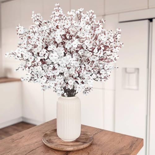 Uieke 30 Pcs Babys Breath Artificial Flowers Fake Silk White Flowers Faux Gypsophila Bouquet Real Touch Floral for Home Wedding Party Centerpieces DIY Décor - Image 2