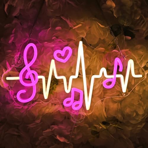SYLHOME Led Neon Light Sign Music Note Heartbeat Studio Bedroom Wall Decor - Image 4