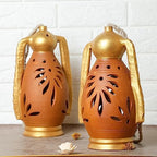 Desifavors Terracotta Lanterns | Indian Handcrafted Decorative Hanging Candle Lanterns | Diwali Christmas Lantern | Indoor, Outdoor, Home, Living Room, Parties | 4.33x4.33x7.48 Inch (Pack of 1) - Image 6