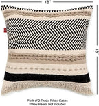 · REDEARTH · Boho Textured Handwoven Throw Pillow Cases Chevron Maze Black - Image 6