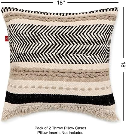 · REDEARTH · Boho Textured Handwoven Throw Pillow Cases Chevron Maze Black - Image 6