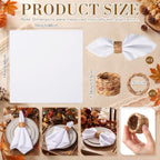 Preboun 24 Pcs White Cloth Napkins 19"x19" with Napkin Rings - Image 2