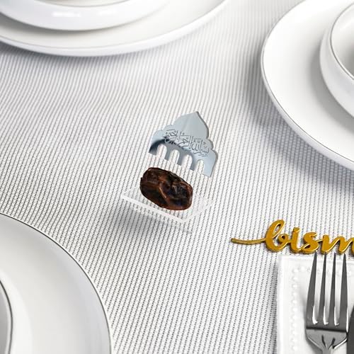 Ramadan Date Holder, Bismillah Islamic Calligraphy, Iftar Party, Ramadan Table Decoration, Eid Mubarak Gift (6 Pcs, Dome Design, Silver) - Image 4