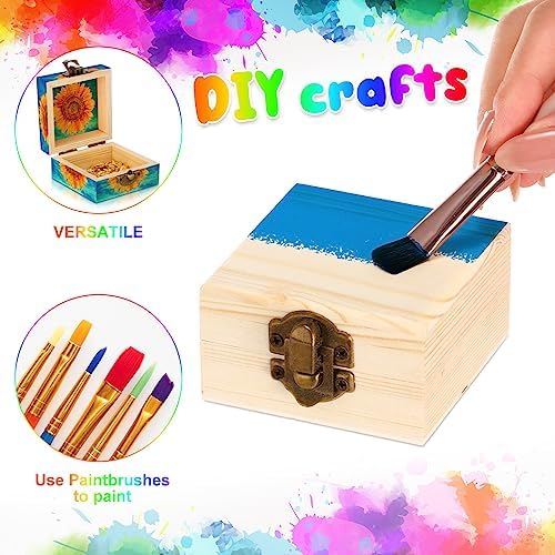 Sintuff 48 Pack Small Unfinished Wooden Boxes for Crafts 2.7 x 2.7 x 1.6 Inch Storage Treasure Chest with Hinged Lids Clasp Mini Pine Wood Jewelry Gift Boxes for DIY Bracelet Home Decorate Party Favor - Image 2