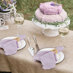 TURSTIN 24 Pieces Lavender Purple Cotton Linen Wedding Napkin Square Rustic Fringe Table Napkin for Dinners, Parties, Weddings - Image 6