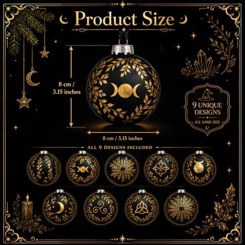 Thiccywoov 9 Pcs Glass Pagan Yule Ornament for Xmas Tree 3.15" Viking Decor - Image 2