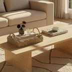 Household Essentials Seagrass Decorative Tray with Scalloped Edge, Handwoven Natural Wicker Organizer Basket with Handles & Iron Frame for Coffee Tables, Bathrooms & Countertops - Image 6