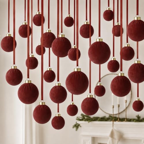 ZenNex 48Pcs Velvet Christmas Balls, Flocked Shatterproof Tree Ornaments - Image 7