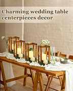 Huquary 16Pcs Wooden Wedding Lantern Centerpiece Rustic Wood Lantern, Brown - Image 5