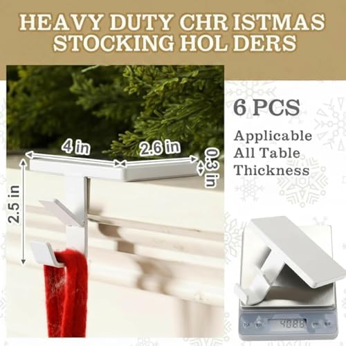 MorningRo 3 Pack 2 in 1 Stocking Holders for Mantle, White - Image 2