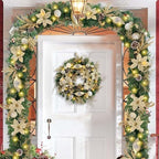 WANNA-CUL Pre-Lit 24 Inch Champagne Gold Christmas Wreath for Front Door - Image 4