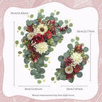 Odouzy Artificial Wedding Arch Flowers for Wedding Sign,Set of 2 for Welcome Ceremony Sign,Faux Floral Swags, Banquet and Reception Backdrop Floral Decoration (White Red) - Image 2