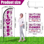 Buryeah 5 Sets Flower Banner Sign Kit Including 1 Flower Feather Flag 4 Double Sided Arrows Signs with Metal Stakes for Outside, Business Advertising, Directional Signage (Purple) - Image 2