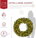 Best Choice Products 36in Large Artificial Pre-Lit Fir Christmas Wreath Holiday Accent Decoration w/ 150 LED Lights, 300 PVC Tips - Image 4