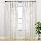 Lush Decor Boho Macrame Textured Cotton Window Curtain Panel, 40" W x 84" L, White - Room Divider or Wedding Decor - Boho, Macrame by LushDecor