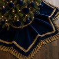 Roowest 48 Inch Navy Blue Christmas Tree Skirt Velvet, Octagon by Roowest
