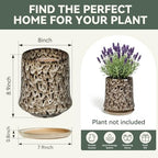 8 Inch Ceramic Planter Pot with Saucer Drainage Leak-Proof Mesh,Flower Pots for Lavender with Gardening Gloves,Ceramic Planter for Orchid(Spotted White) - Image 6