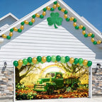 St Patricks Day Garage Door Banner 157.5x70.9in Large Garage Door Cover Outdoor Decorations Green Truck Shamrock Holiday Backdrop with 8 Grommets & 393.7in Rope - Image 3