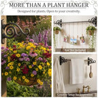 4 Pack Hanging Plant Brackets 6 Inch, Heavy Duty Black Cast Iron Wall Hooks - Image 5