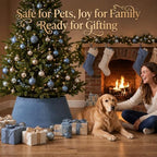 Skylety Gray-Blue Velvet Christmas Tree Collar 24‘’ Tree Base Cover - Image 5