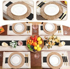 Boho Table Runner and Placemats Set, 6 Sets, Black A, 12x72 - Image 6