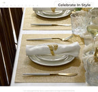 Leetaltree Gold Placemats Set of 12 - Heat Resistant Non-Slip Place mats for Dining Table, Washable Durable PVC Vinyl Woven Table Mats(Luxury Gold, 12) - Image 3