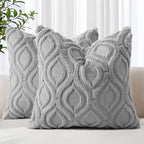 decorUhome Faux Fur Plush Soft Grey Throw Pillow Covers 26x26 Set of 2 by decorUhome