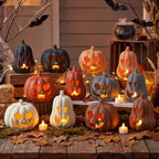 Tioncy Halloween Decor Terracotta Jack O Lantern Pumpkin Decor,Stylish - Image 7