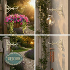 2 Pack White Cast Iron Hanging Plant Brackets 15.6" L Decorative Planter Hanger Outdoor Hanging Brackets Vintage Heavy Duty Wall Plant Hook for Outside Flower Lantern Wind Chime - Image 5