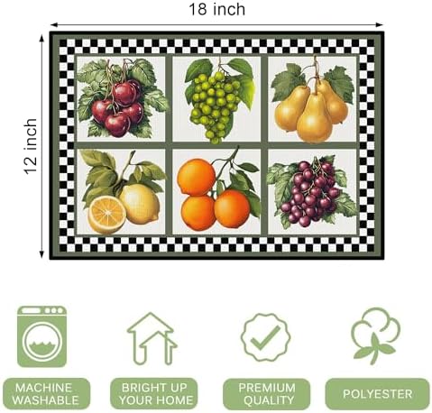 Fresh Fruit Summer Placemats Set of 6, 12x18 Inch Fruits Harvest Table Place Mat Lemon Washable Non-Slip Heat Resistant Fabric Placement Mats for Dining Kitchen Indoor Outdoor Decor - Image 4
