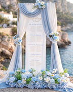 36 Inch Artificial Flower Garland with Chiffon Drape, Blue and White Rose Floral Runner Arrangement, Fresh Wedding Centerpieces for Tables, Arch, Aisle, Head Table and Ceremony Decor - Image 3