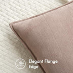 MIULEE Pack of 2 Blush Pink Euro Shams Chenille Pillow Covers 22x22 Inch - Image 2