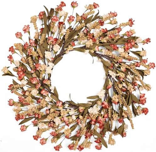 24in Fall Wreaths for Front Door Handcrafted Paper Flower Wreath by CHEAWRTZ