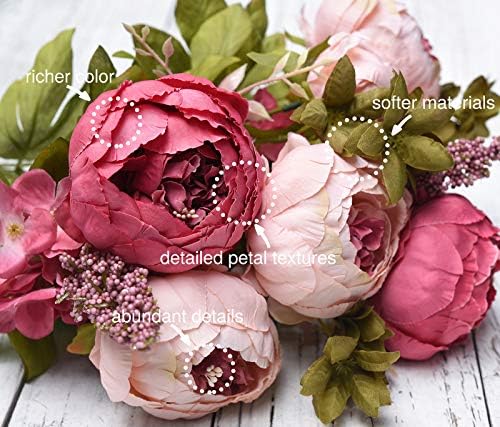 FiveSeasonStuff Mixed Pink Artificial Peony Bouquet Set of 2 - Image 2