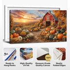 WAXWHELK Farmhouse Fall Canvas Wall Art, Rustic Autumn Pumpkin Barn Painting Pictures Thanksgiving Artwork for Living Room Bedroom Home Decor (24"x47") - Image 6