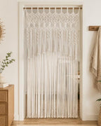 BECHAEO Boho Macrame Curtain with Arch Tassels, 1PC 39" x 79" White B by BECHAEO