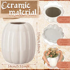 Beeveer 6.7 Inch Ceramic Pumpkin Vase, Large White Pumpkin Utensil Holder - Image 2