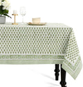 CPC Emerald Green Block Print 100% Cotton Rectangle Tablecloth 72x190 Inch by COTTONPRINTCLUB