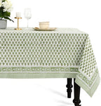 CPC Tablecloth 100% Cotton 72x160 Inch Indian Block Print Rectangle Table Cover, Green Table Cloth for Weddings, Spring/Summer, Barbeque - Emerald Green by COTTONPRINTCLUB