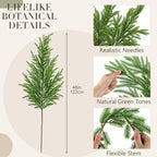 Suncalla 4 Pcs48” Christmas Norfolk Pine Branches, Lifelike Touch Pine Stem - Image 2