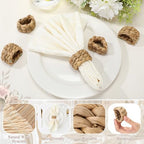 LemonRoad 50 Pcs Napkin Rings, Wood Color Woven - Image 3