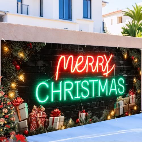 Neon Merry Christmas Garage Door Banner 7x16FT, Colorful Neon Holiday Sign for Christmas, Large Outdoor Xmas Decoration for Garage Doors - Image 6