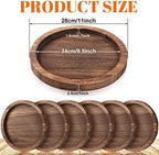 Sintuff 6 Pcs Wooden Candle Plate Holder Tray, Brown - Image 2