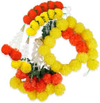 11PCS Diwali Decorations Marigold Garland for Home, Artificial Marigold with Bells and Leaves Long Strands for India Wedding, Pooja Decor, Marigold Flowers for All Year Decoration - Image 4