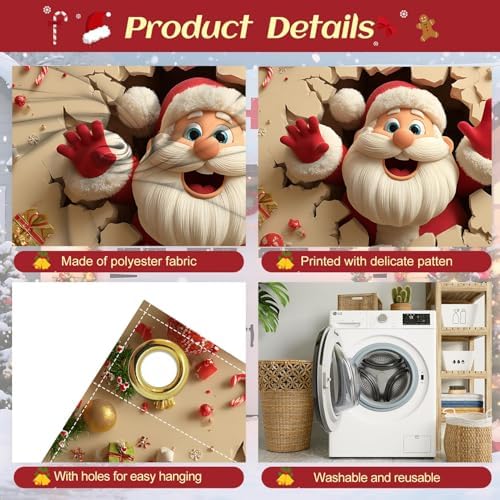 Santa Breaking Out Garage Door Banner 16x7 Ft - Interactive Frame Design for Double Car Garage Outdoor Indoor Holiday Decor - Image 3